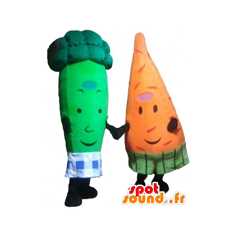 2 kjæledyr: en gulrot og en grønn brokkoli - MASFR032487 - vegetabilsk Mascot