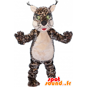 Tiger maskot, prickig leopard med gröna ögon - Spotsound maskot