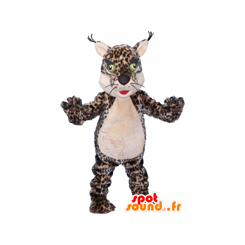 Mascotte de tigre, de léopard tacheté avec les yeux verts - MASFR032488 - Mascottes Tigre