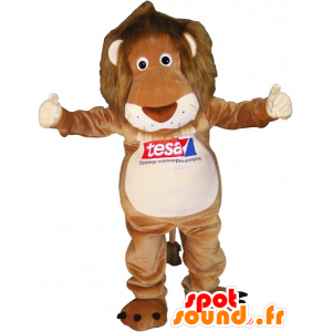 Mascot bruin en beige tijger met een harige manen - MASFR032491 - Tiger Mascottes