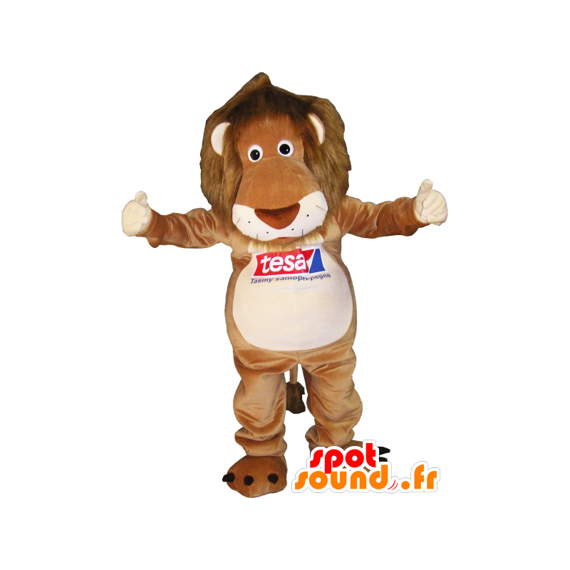 Mascotte de tigre marron et beige avec une crinière poilue - MASFR032491 - Mascottes Tigre