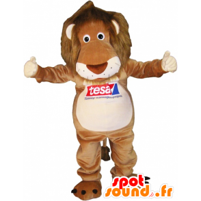 Mascot brown and beige tiger with a hairy mane - MASFR032491 - Tiger mascots