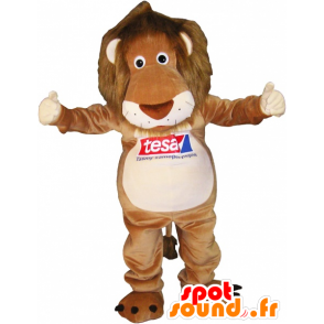 Mascot hnědá a béžová tygr s chlupatý hříva - MASFR032491 - Tiger Maskoti