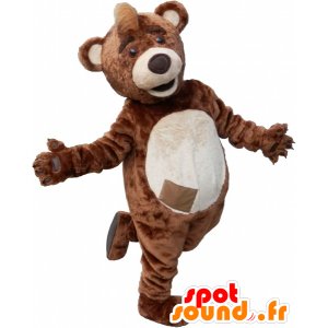 Braun und beige Teddy Maskottchen mit einem Kamm auf dem Kopf - MASFR032492 - Bär Maskottchen