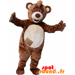 Braun und beige Teddy Maskottchen mit einem Kamm auf dem Kopf - MASFR032492 - Bär Maskottchen