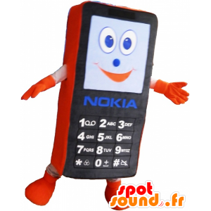 Svart og oransje mobiltelefon maskot. GSM Mascot - MASFR032495 - Maskoter gjenstander