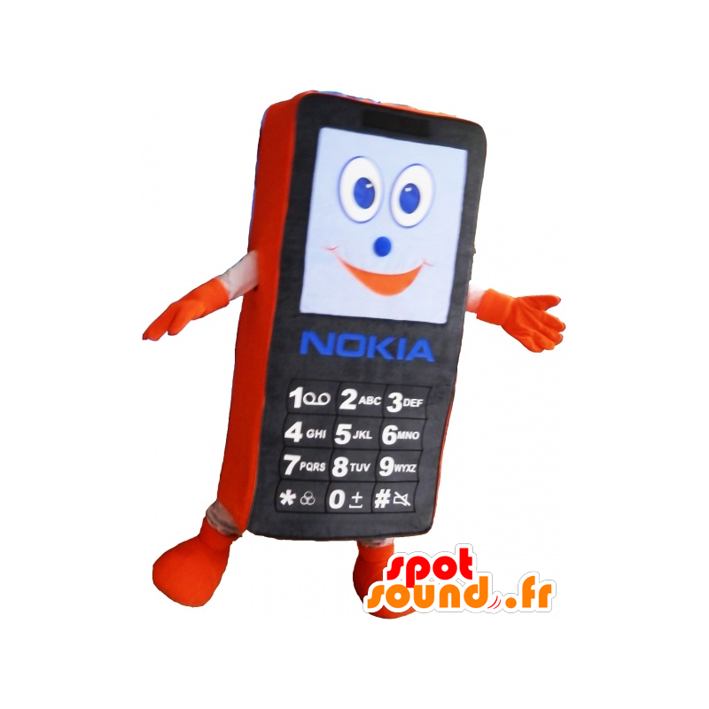 Mascotte de téléphone portable noir et orange. Mascotte de GSM - MASFR032495 - Mascottes d'objets