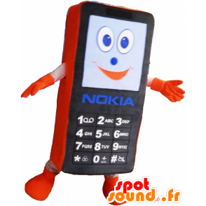 Zwart en oranje mobiele telefoon mascotte. GSM Mascot - MASFR032495 - mascottes objecten