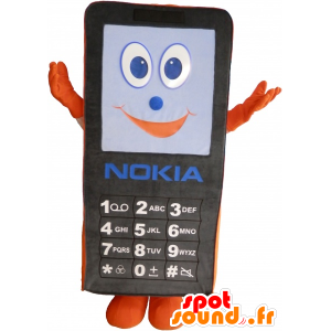 Mascotte telefono cellulare nero e arancio. mascotte GSM - MASFR032495 - Mascotte di oggetti