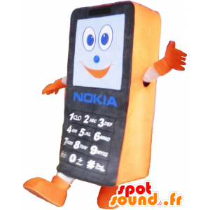 Mascote telefone celular preto e laranja. GSM Mascot - MASFR032495 - objetos mascotes