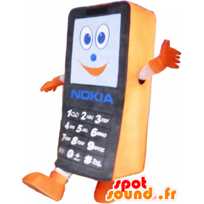 Mascote telefone celular preto e laranja. GSM Mascot - MASFR032495 - objetos mascotes