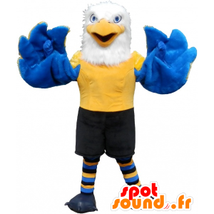 Eagle-Maskottchen weiß, behaart und sehr erfolgreiche gelb und blau - MASFR032501 - Maskottchen der Vögel