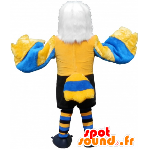 Eagle mascot white, hairy and very successful yellow and blue - MASFR032501 - Mascot of birds