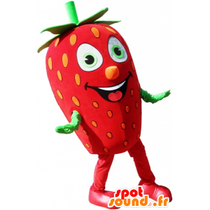Mascot red and green strawberry, giant - MASFR032503 - Fruit mascot