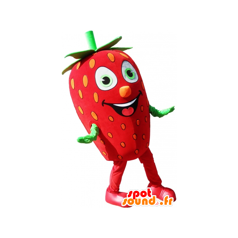 Mascot rød og grønn jordbær, gigantiske - MASFR032503 - frukt Mascot