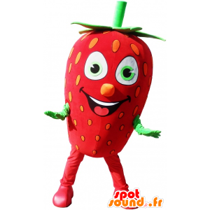 Maskot rød og grøn jordbær, kæmpe - Spotsound maskot
