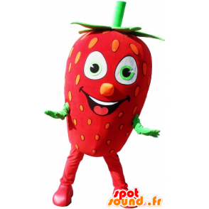 Maskotti punainen ja vihreä mansikka, jättiläinen - MASFR032503 - hedelmä Mascot