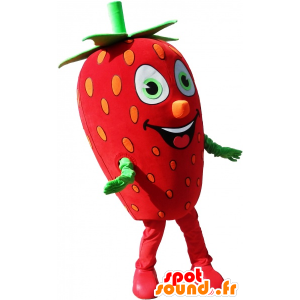 Μασκότ κόκκινο και πράσινο φράουλα, γίγαντας - MASFR032503 - φρούτων μασκότ