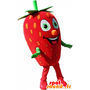 Vermelho da mascote e morango verde, gigante - MASFR032503 - frutas Mascot