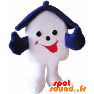 Casa Bianca mascotte sorridente e molto blu - MASFR032504 - Mascotte di oggetti