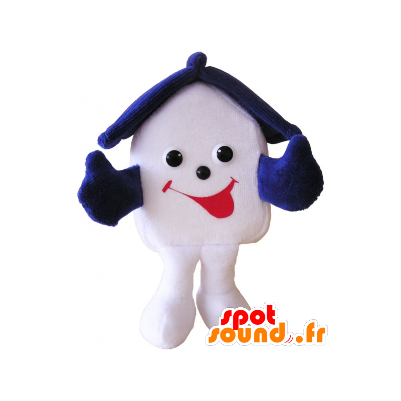Casa Blanca mascota sonriente y muy azul - MASFR032504 - Mascotas de objetos