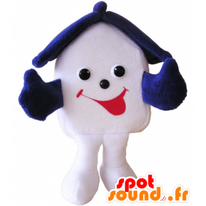 Casa Bianca mascotte sorridente e molto blu - MASFR032504 - Mascotte di oggetti