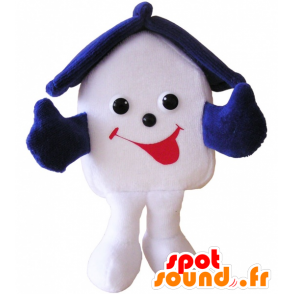 Weiße Haus Maskottchen lächelnd und sehr blau - MASFR032504 - Maskottchen von Objekten