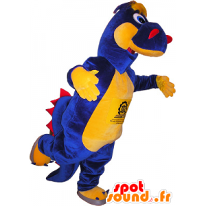 Blauw dinosaurus mascotte, geel en rood - MASFR032506 - Dinosaur Mascot