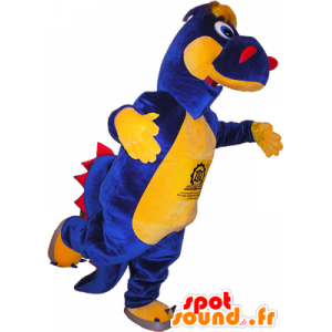 Mascote dinossauro azul, amarelo e vermelho - MASFR032506 - Mascot Dinosaur