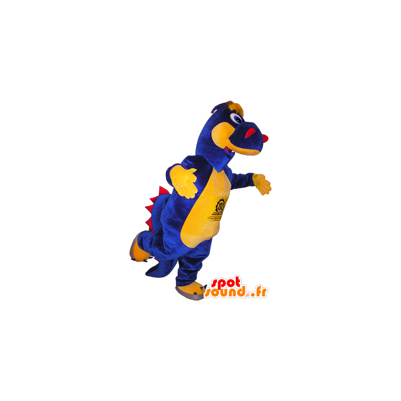 Dinosaurier-Maskottchen blau, gelb und rot - MASFR032506 - Maskottchen-Dinosaurier