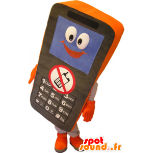 Cell Phone Black and orange mascot - MASFR032509 - Mascottes de téléphone