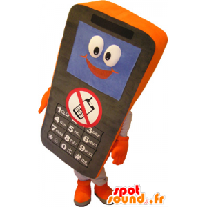 Cell Phone Preto e mascote de laranja - MASFR032509 - telefones mascotes