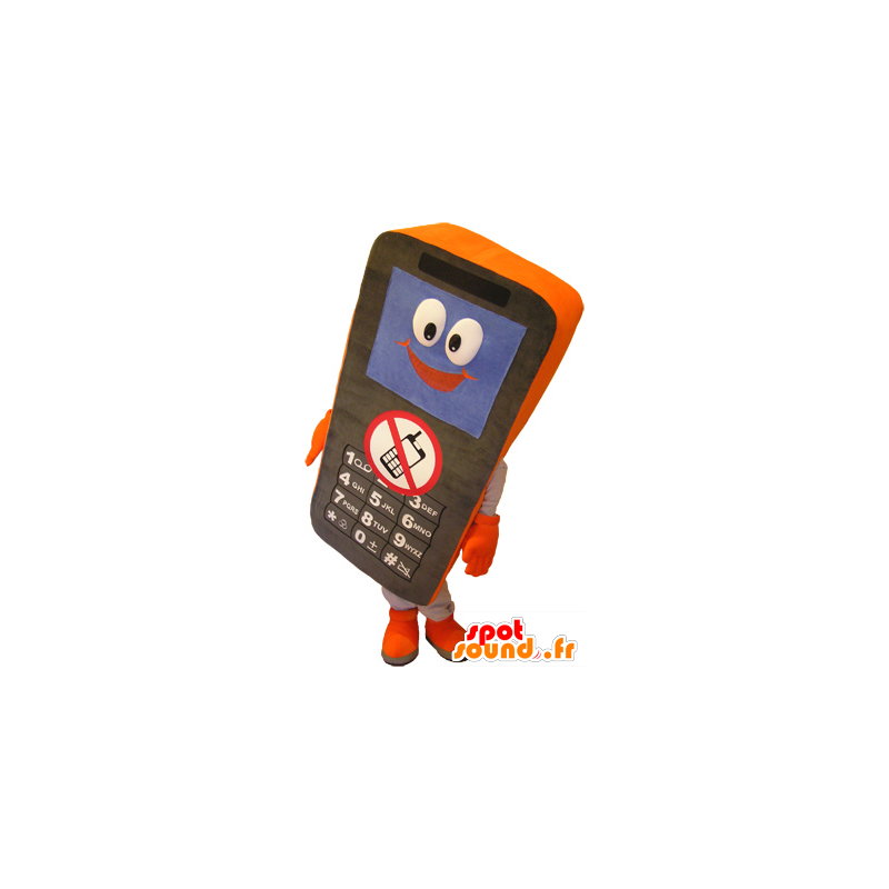 Telefono cellulare nero e mascotte arancione - MASFR032509 - Mascottes de téléphone