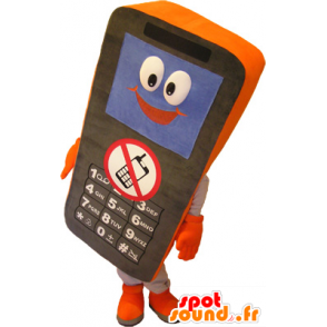 Telefono cellulare nero e mascotte arancione - MASFR032509 - Mascottes de téléphone