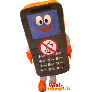 Telefono cellulare nero e mascotte arancione - MASFR032509 - Mascottes de téléphone