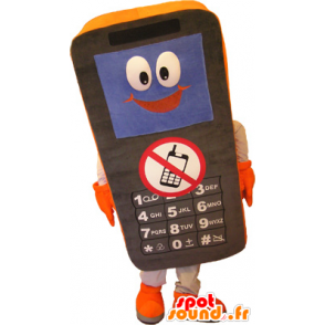 Cell Phone Black and orange mascot - MASFR032509 - Mascottes de téléphone
