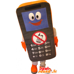 Cell Phone Preto e mascote de laranja - MASFR032509 - telefones mascotes