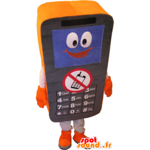 Handy schwarz und orange-Maskottchen - MASFR032509 - Maskottchen der Telefone