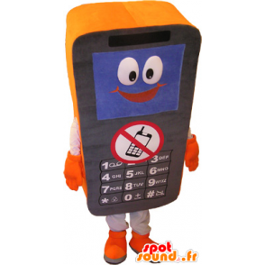 Sort og orange mobiltelefon maskot - Spotsound maskot