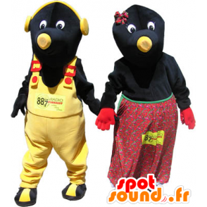 2 mascots: Torque black and yellow moles - MASFR032510 - Animals of the forest