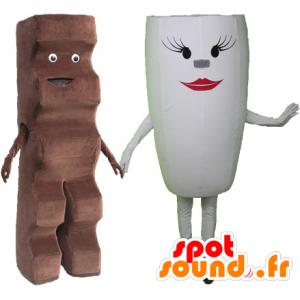 2 maskotar: en chokladkaka och en vit kopp - Spotsound maskot