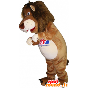 Mascotte de lion, de tigre beige et blanc - MASFR032514 - Mascottes Tigre