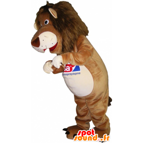 Mascotte de lion, de tigre beige et blanc - MASFR032514 - Mascottes Tigre