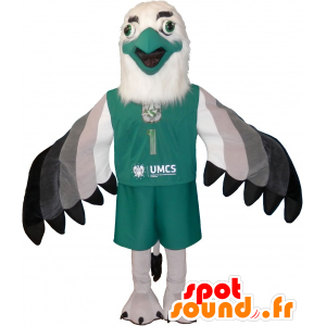 Mascotte d'aigle blanc, gris et noir avec de jolies plumes - MASFR032515 - Mascotte d'oiseaux