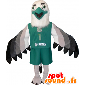 Mascot águia branca, cinza e preto com penas bonitas - MASFR032515 - aves mascote