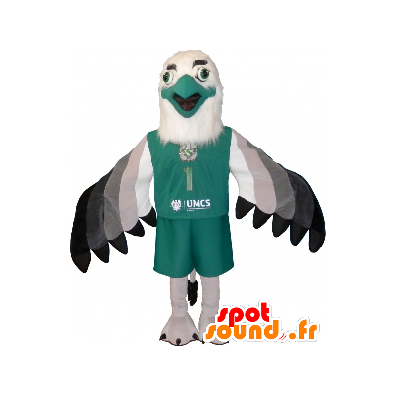 Mascot witte adelaar, grijs en zwart met mooie veren - MASFR032515 - Mascot vogels