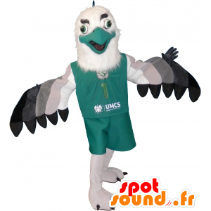 Eagle-Maskottchen weiß, grau und schwarz mit hübschen Federn - MASFR032515 - Maskottchen der Vögel