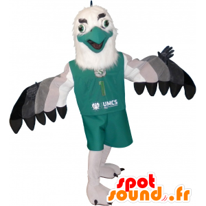 Μασκότ άσπρο αετό, γκρι και μαύρο με αρκετά φτερά - MASFR032515 - μασκότ πουλιών