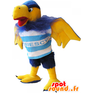 Fuglemaskot, behåret blå og gul grib - Spotsound maskot