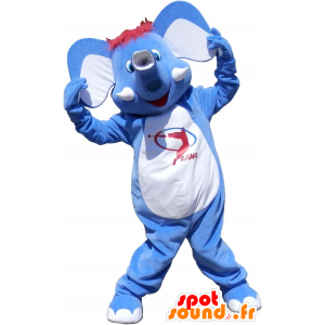 Mascot blaue und weiße Elefant, Spaß - MASFR032519 - Elefant-Maskottchen